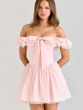 christa embroidered lavender mini dress Cristabel Bubble Mini Dress - Lavender